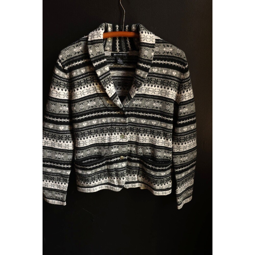 Vintage Avellini Lambs Wool Fair Isle Button Cozy Cardigan Sweater Cottagecore S